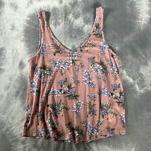 American Eagle Soft & Sexy Crepe Tank Top Pink Floral
